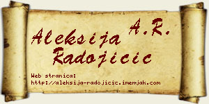 Aleksija Radojičić vizit kartica